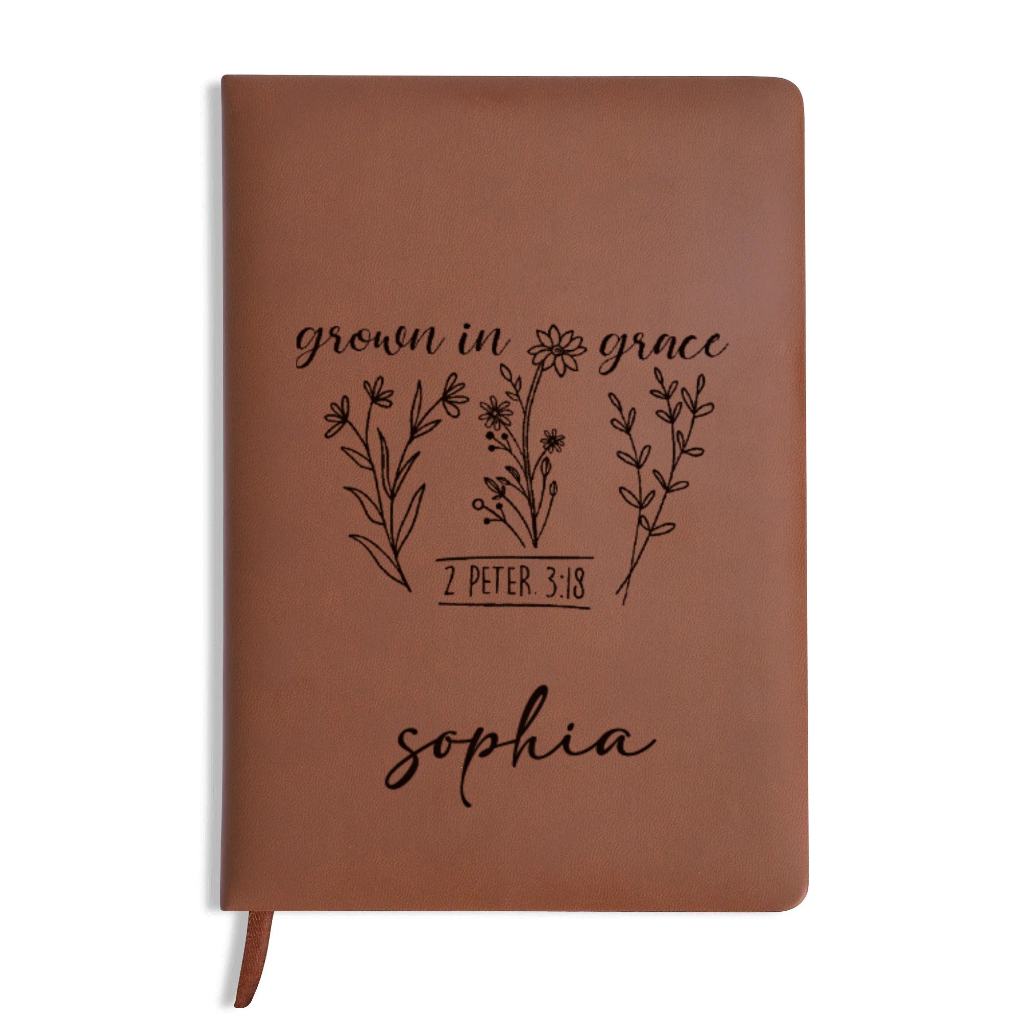 Personalized Christian Journal 2 Peter 3:18 "Grow In Grace", Custom Name Prayer & Faith Notebook, Religious Gift, First Communion Gifts, Birthday. NBLAF45